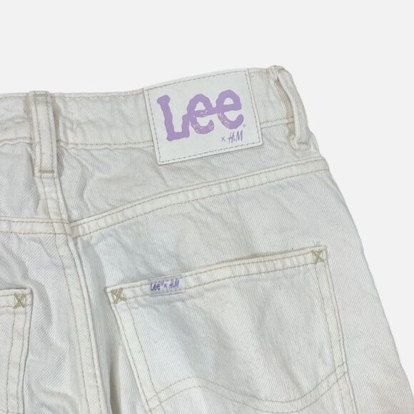 LEE x H&M Women’s Classic White Denim Cotton High Waisted Tapered Mom Jeans US 8 - Picture 5 of 6